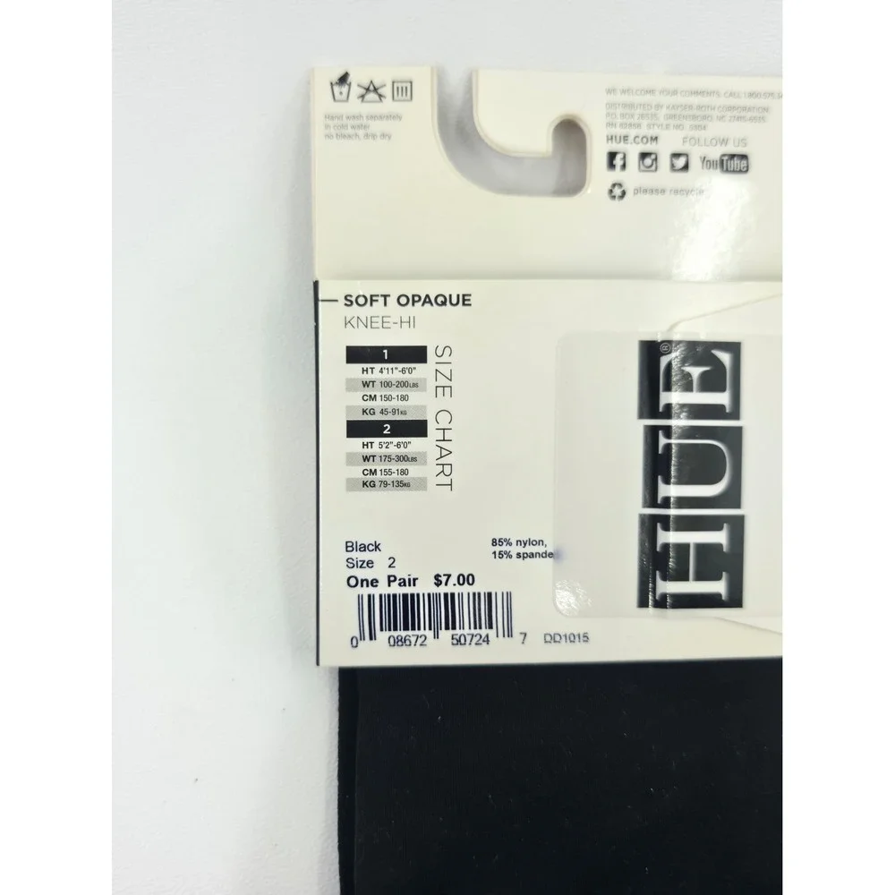 Hue Soft Opaque Knee-Hi Socks Lot of 3 Black Comfort Top Size 1 & 2 Plus DD1015